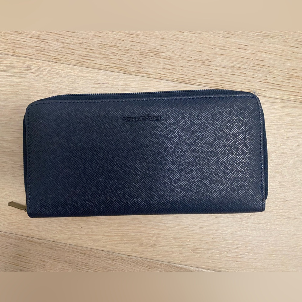 Agradavel Navy Blue Textured Vegan Leather Long Wallet NWOT
